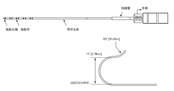 固定彎電生理診斷導管(十極)